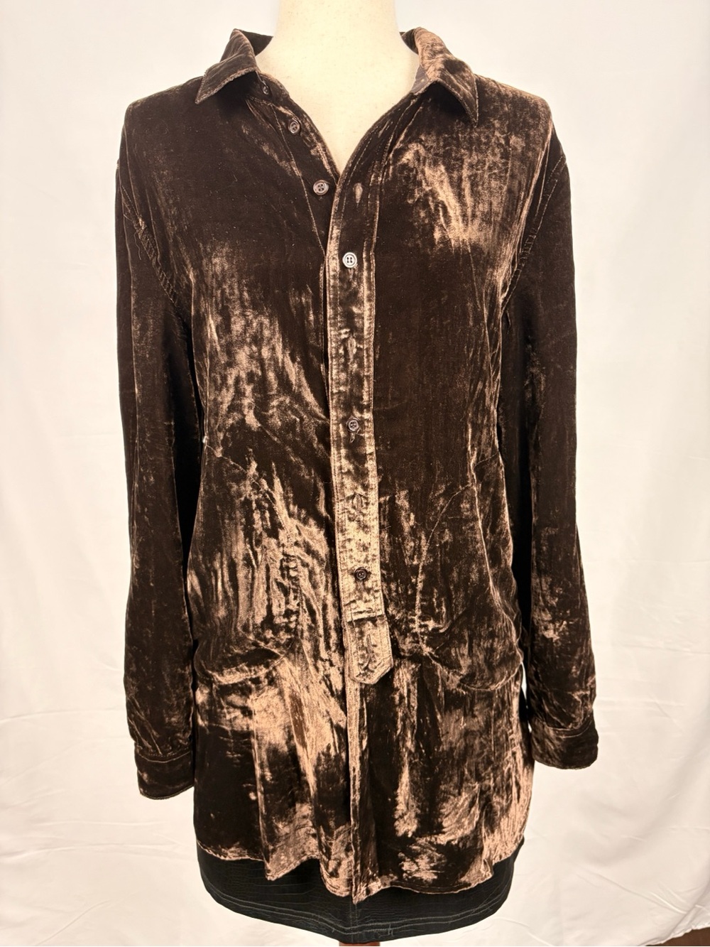 Dear John Brown and Beige Velvet Tunic w/Pockets OS